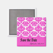 Aimant enregistrer la date, damas rose (Recto/Verso)