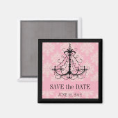 Aimant Enregistrer la date Damask Chandelier Mariage Magn (Recto/Verso)