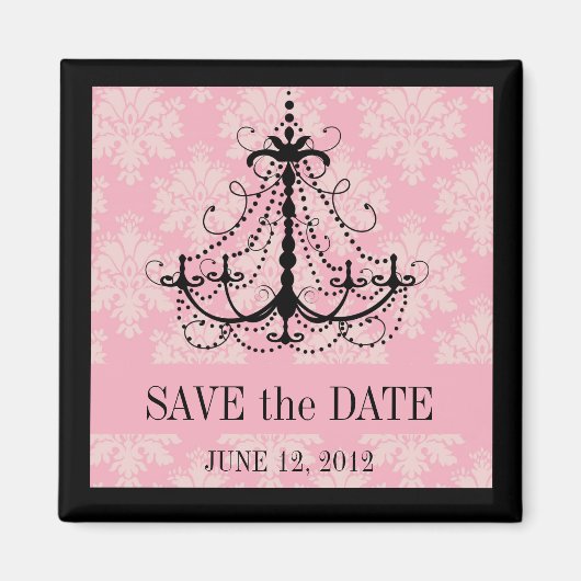 Aimant Enregistrer la date Damask Chandelier Mariage Magn (Devant)
