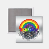 Aimant Enregistrer la date Disco Queen Retro Rainbow Part (Recto/Verso)