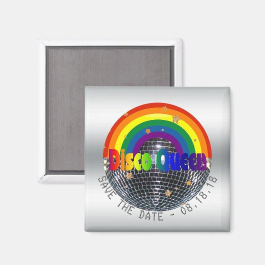 Aimant Enregistrer la date Disco Queen Retro Rainbow Part (Recto/Verso)