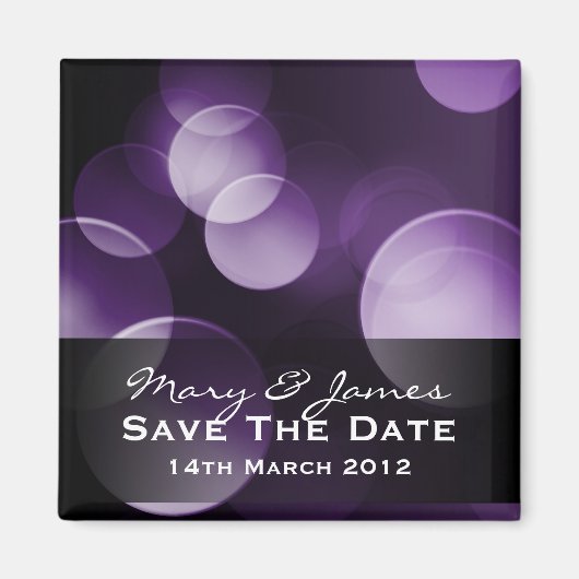 Aimant Enregistrer la date Elegant Lights Custom Purple (Devant)