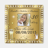 Aimant Enregistrer La Date Fabuleuse 30 Photo Gold Glam A (Devant)