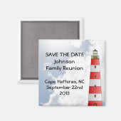 Aimant Enregistrer la date Famille Reunion Beach Lighthou (Recto/Verso)