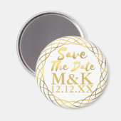 Aimant Enregistrer La Date Faux Gold Foil Wreath Mariage  (Recto/Verso)