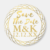 Aimant Enregistrer La Date Faux Gold Foil Wreath Mariage  (Devant)