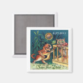 Aimant Enregistrer la date Funny Cats Mariage (Recto/Verso)