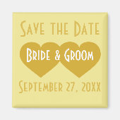 Aimant Enregistrer la date Gold Hearts (Devant)