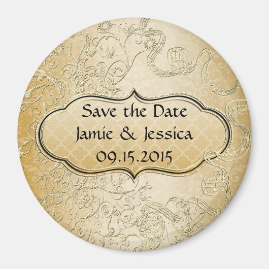 Aimant Enregistrer la date Gold Wedding Enregistrer la da (Devant)