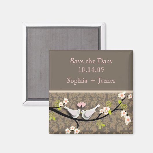 Aimant Enregistrer la date, inséparables (Recto/Verso)