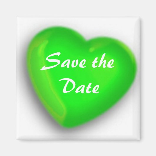 Aimant Enregistrer la date/le coeur vert (Devant)