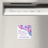 Aimant 'Enregistrer la date' Magnet, rose et bleu Fleurs (In Situ (Lave-vaisselle))