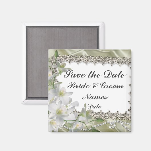 Aimant Enregistrer la date Mariage de fleurs blanches Mag (Recto/Verso)