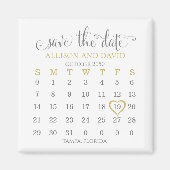 Aimant Enregistrer la date Mariage Gold 5 lignes Calendri (Devant)