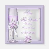 Aimant Enregistrer La Date Mariage Lavande Purple Lilac 3 (Devant)