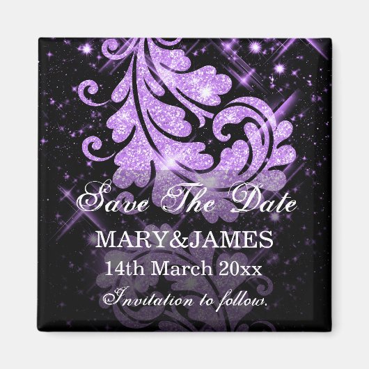 Aimant Enregistrer la date Mariage Parties scintillant vi (Devant)