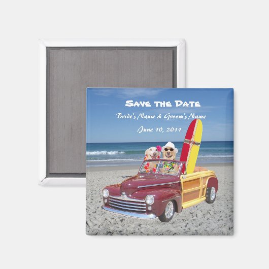 Aimant Enregistrer la date - Mariage plage (Recto/Verso)