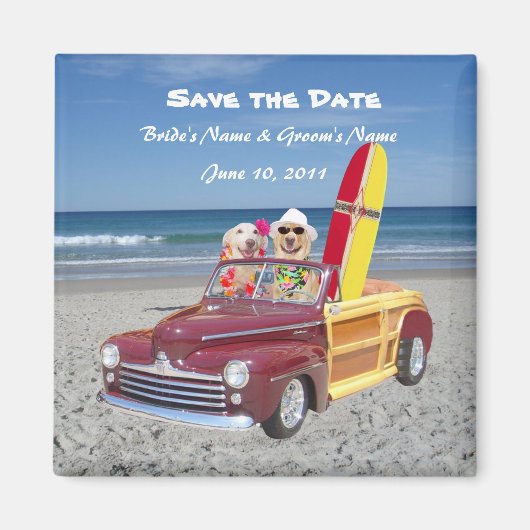 Aimant Enregistrer la date - Mariage plage (Devant)