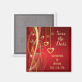 Aimant Enregistrer la date Mariage Romantique Red Gold He (Recto/Verso)