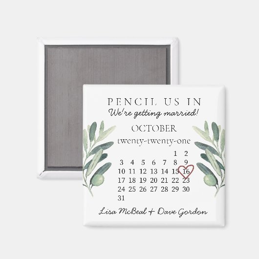 Aimant Enregistrer la date oct 2021 mois Calendrier Pink  (Recto/Verso)