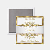 Aimant Enregistrer la date Pearls White Gold fête d'anniv (Recto/Verso)