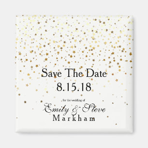 Aimant Enregistrer La Date Petite Golden Stars Magnet-B&W