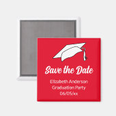 Aimant Enregistrer la date Red and White Graduation Party (Recto/Verso)