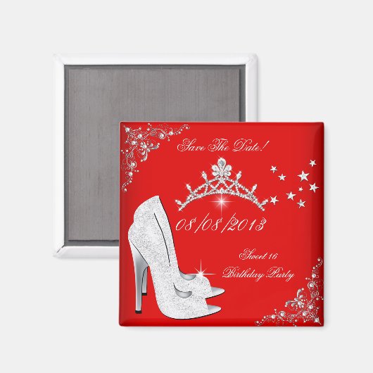 Aimant Enregistrer La Date Red High Heels Chaussures Tiar (Recto/Verso)