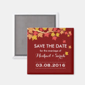 Aimant Enregistrer la date Red Maple Feuille Mariage de a (Recto/Verso)
