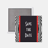 Aimant Enregistrer la date Retro Chic Mariage Zebra Zigza (Recto/Verso)