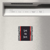 Aimant Enregistrer la date Retro Chic Mariage Zebra Zigza (In Situ (Lave-vaisselle))