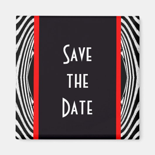 Aimant Enregistrer la date Retro Chic Mariage Zebra Zigza (Devant)