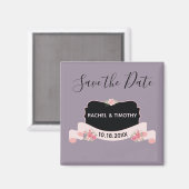 Aimant Enregistrer la date rose et violet beauté (Recto/Verso)