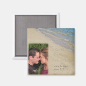 Aimant Enregistrer la date - Sable et eau Photo personnal (Recto/Verso)