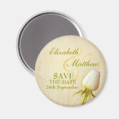 Aimant Enregistrer la date Single White Rose Fridge Magne (Recto/Verso)