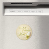 Aimant Enregistrer la date Single White Rose Fridge Magne (In Situ (Lave-vaisselle))