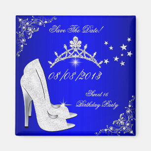 Aimant Enregistrer La Date Sweet 16 Blue High Heels Chaus