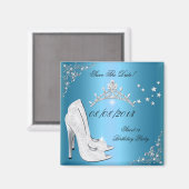 Aimant Enregistrer La Date Sweet 16 Blue High Heels Chaus (Recto/Verso)
