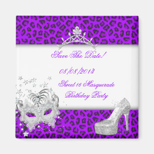 Aimant Enregistrer La Date Sweet 16 Masquerade Purple