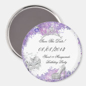 Aimant Enregistrer La Date Sweet 16 Masquerade Purple Bla (Recto/Verso)
