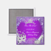 Aimant Enregistrer La Date Sweet 16 Masquerade Purple Ros (Recto/Verso)