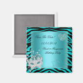 Aimant Enregistrer La Date Sweet 16 Masquerade Turquoise  (Recto/Verso)