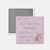 Aimant Enregistrer la date Teddy ours bébé bébé fille dou (Recto/Verso)