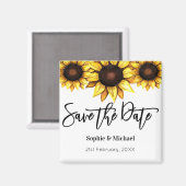 Aimant Enregistrer la date Tournesol Jaune Blanc Floral (Recto/Verso)