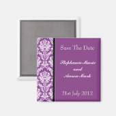 Aimant Enregistrer La Date - Violet Noir Classique Damas (Recto/Verso)