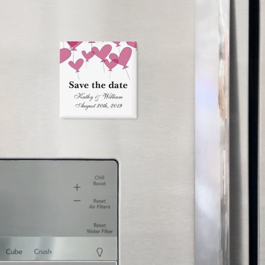 Aimant Enregistrer l'aimant mariage de date | ballons rou (In situ (réfrigérateur))