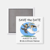 Aimant Enregistrer le Mariage d'aimants Date Happy Couple (Recto/Verso)