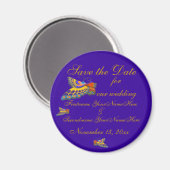 Aimant Enregistrer le Mariage de papillon Date Gold Purpl (Recto/Verso)