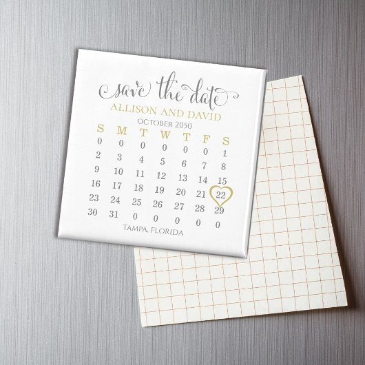 Aimant Enregistrer le Modèle Date Gold Calendar