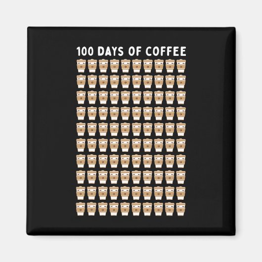 Aimant Enseignant 100 tasses de café École du 100e jour (Devant)